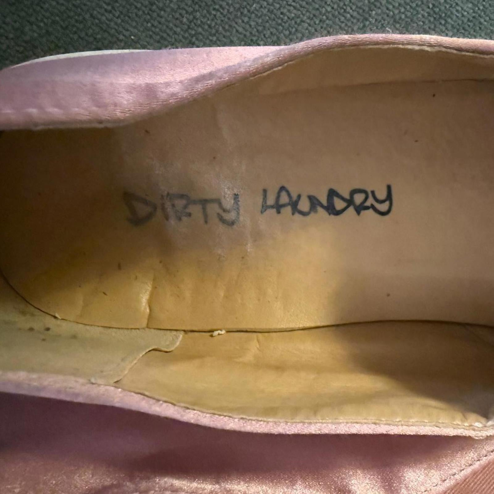 Dirty Laundry Pink Satin Slip-On Shoes with Embroidered Floral Design