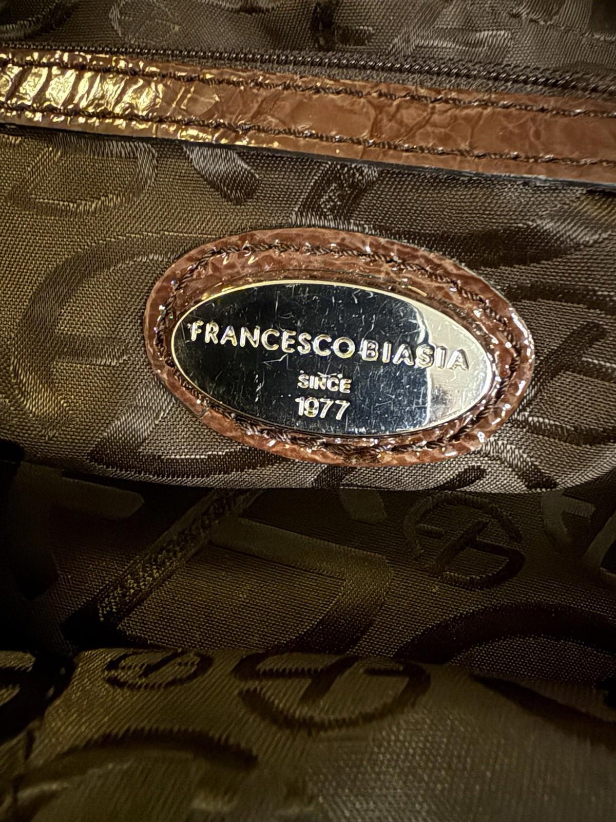 Francesco Biasia Brown Patent Leather Satchel Shoulder Bag