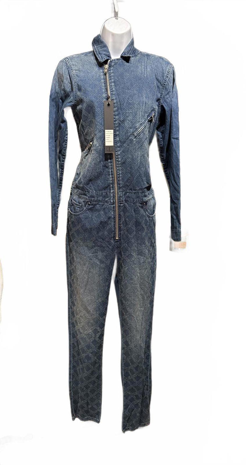 D-ID Denim Jumpsuit with Front Zipper and Long Sleeves