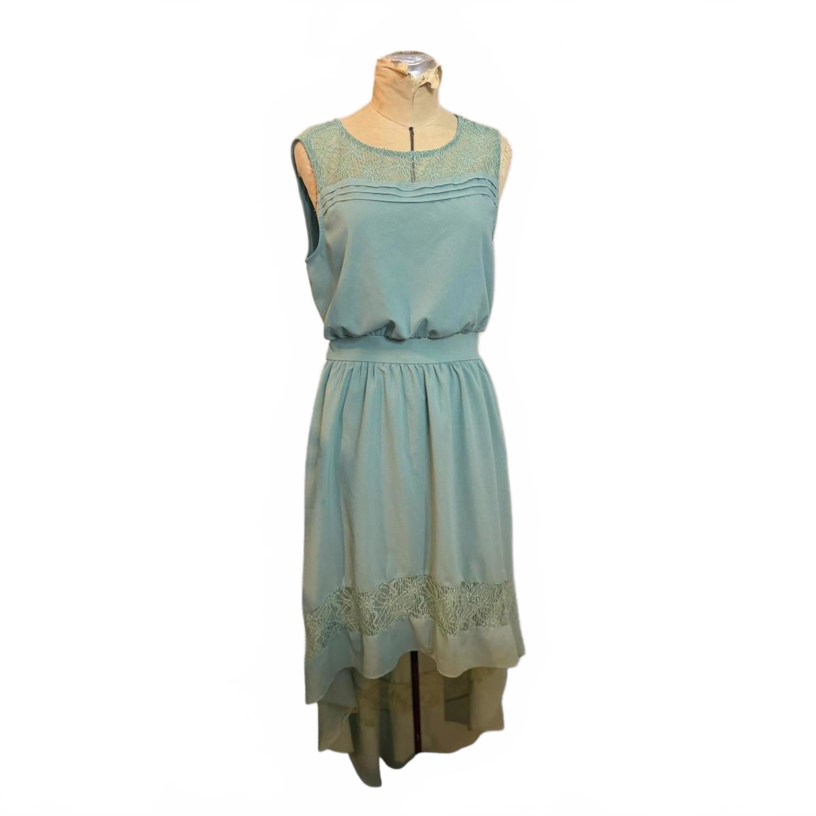 ANIINA Blue/Green Hi-Lo Midi Dress Size L