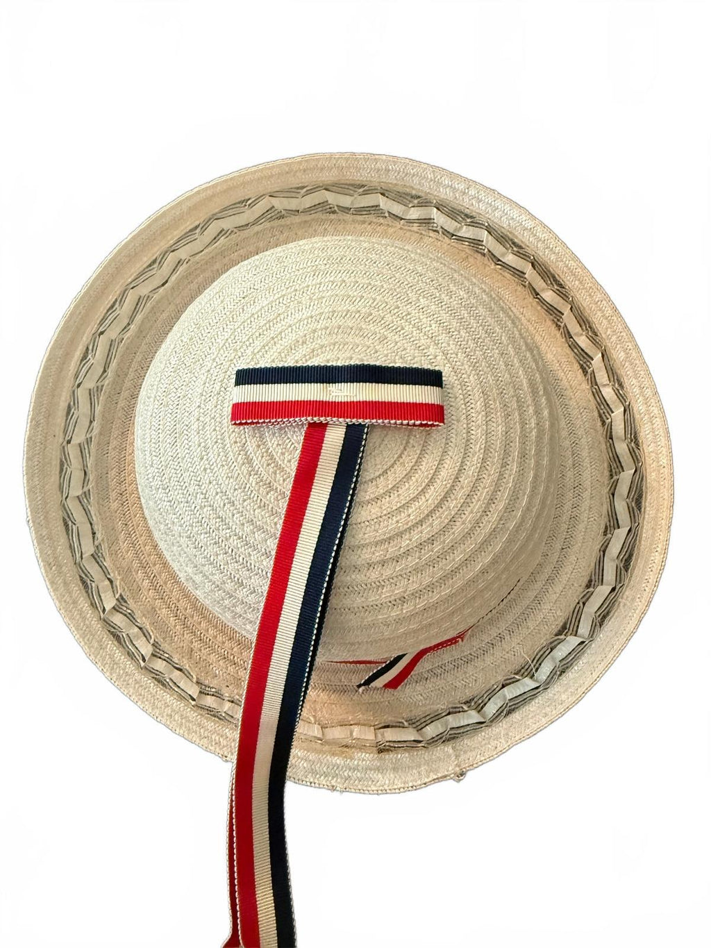 Vintage Pair of Girls Straw Hats with Floral and Ribbon Details