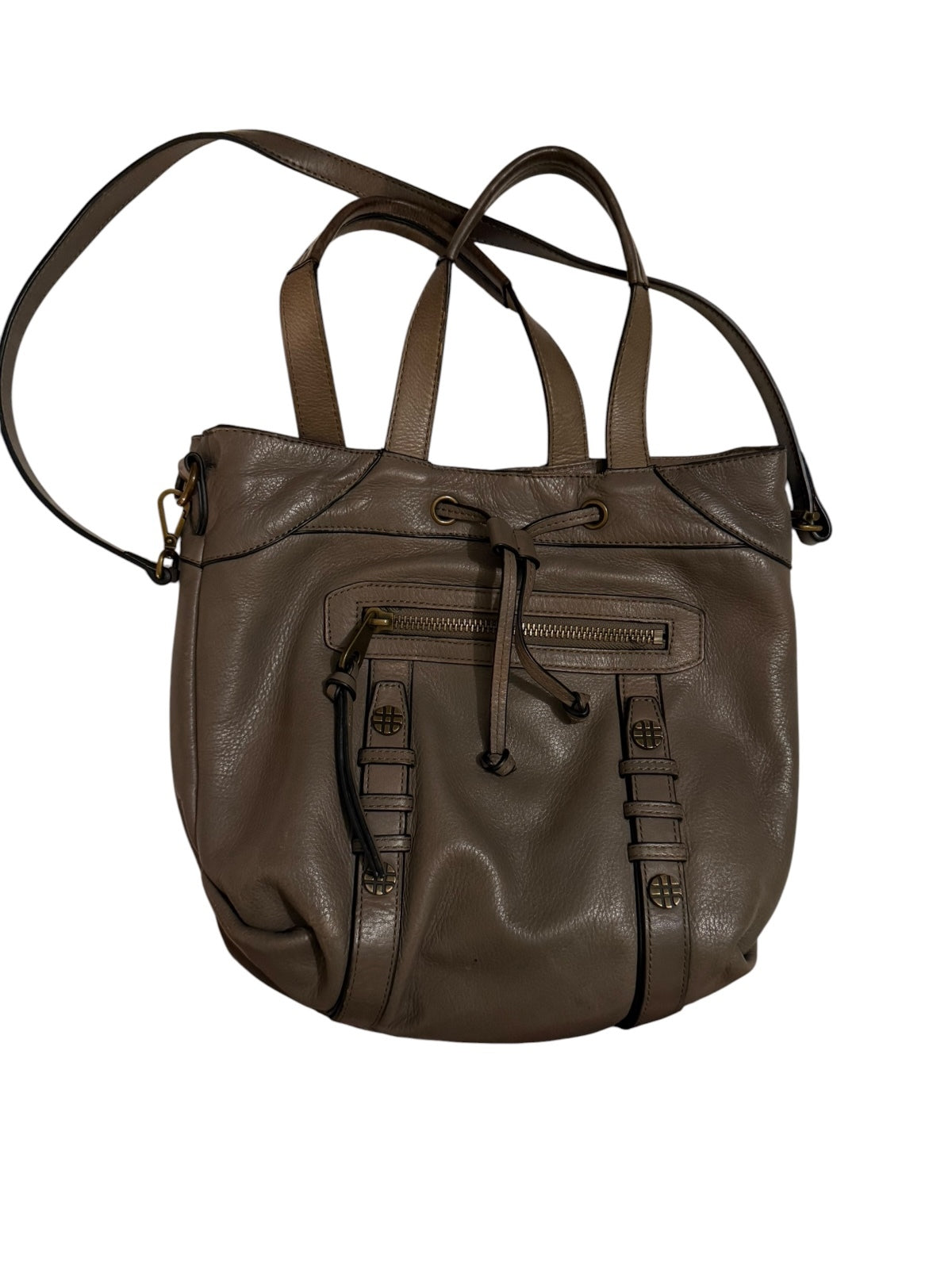 Joelle Hawkens Taupe Leather Tote Bag