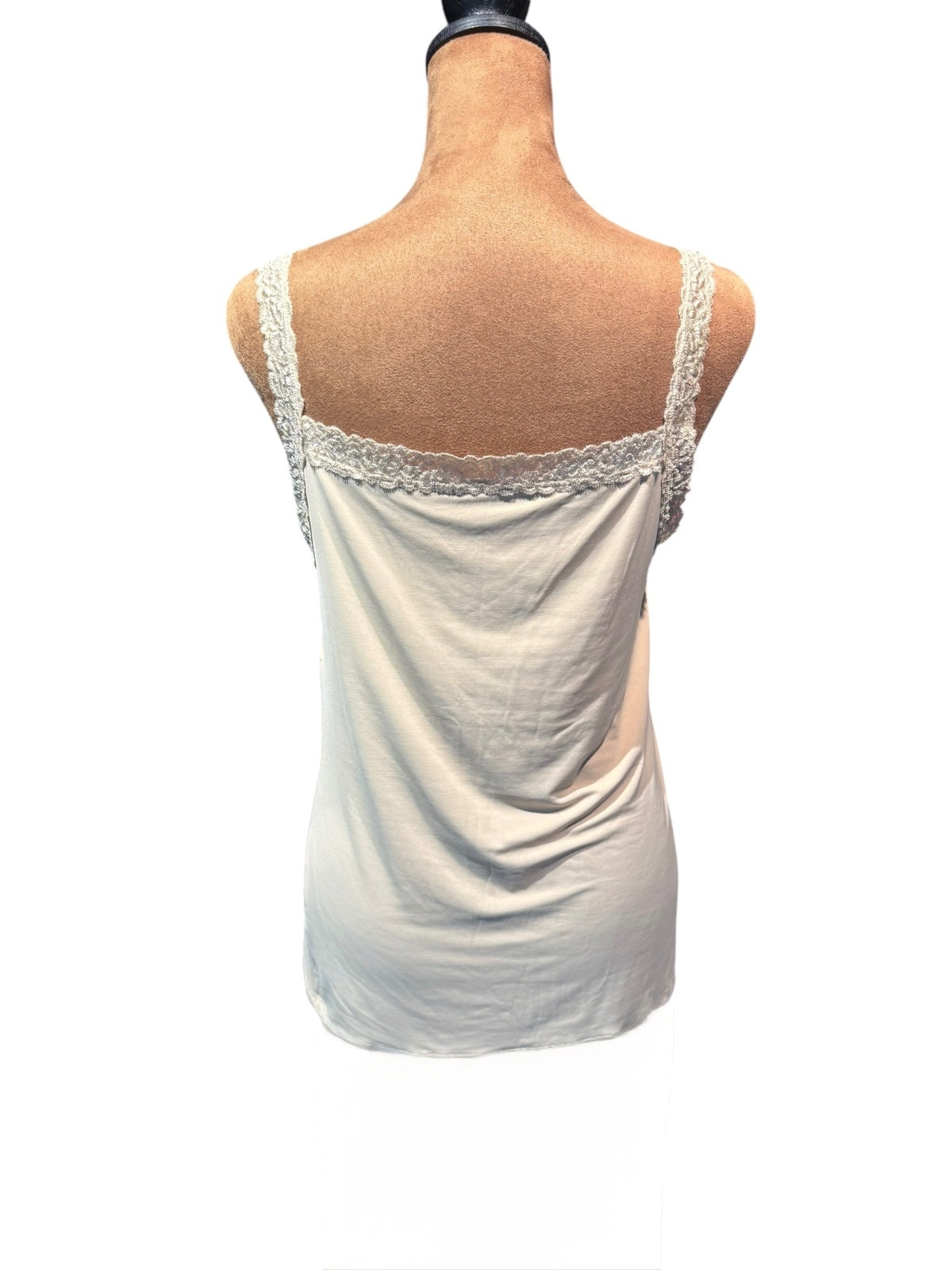 Vanity Fair Beige Nylon Spandex Lace Trim Camisole Tank Top