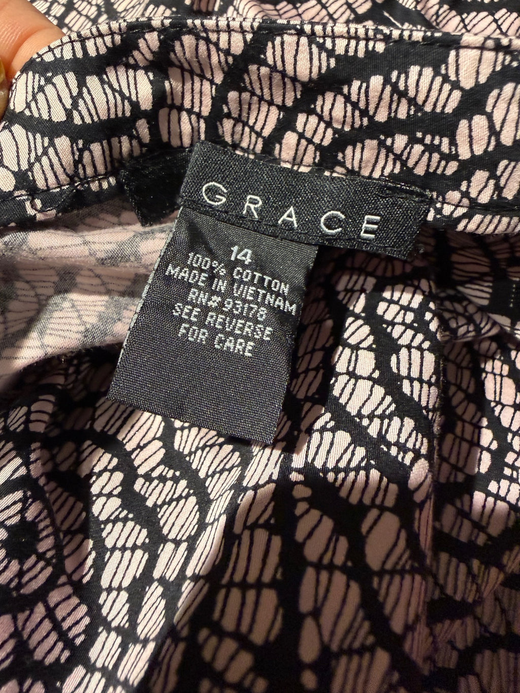 Grace Women's Black and Beige Patterned Cotton Midi Skirt