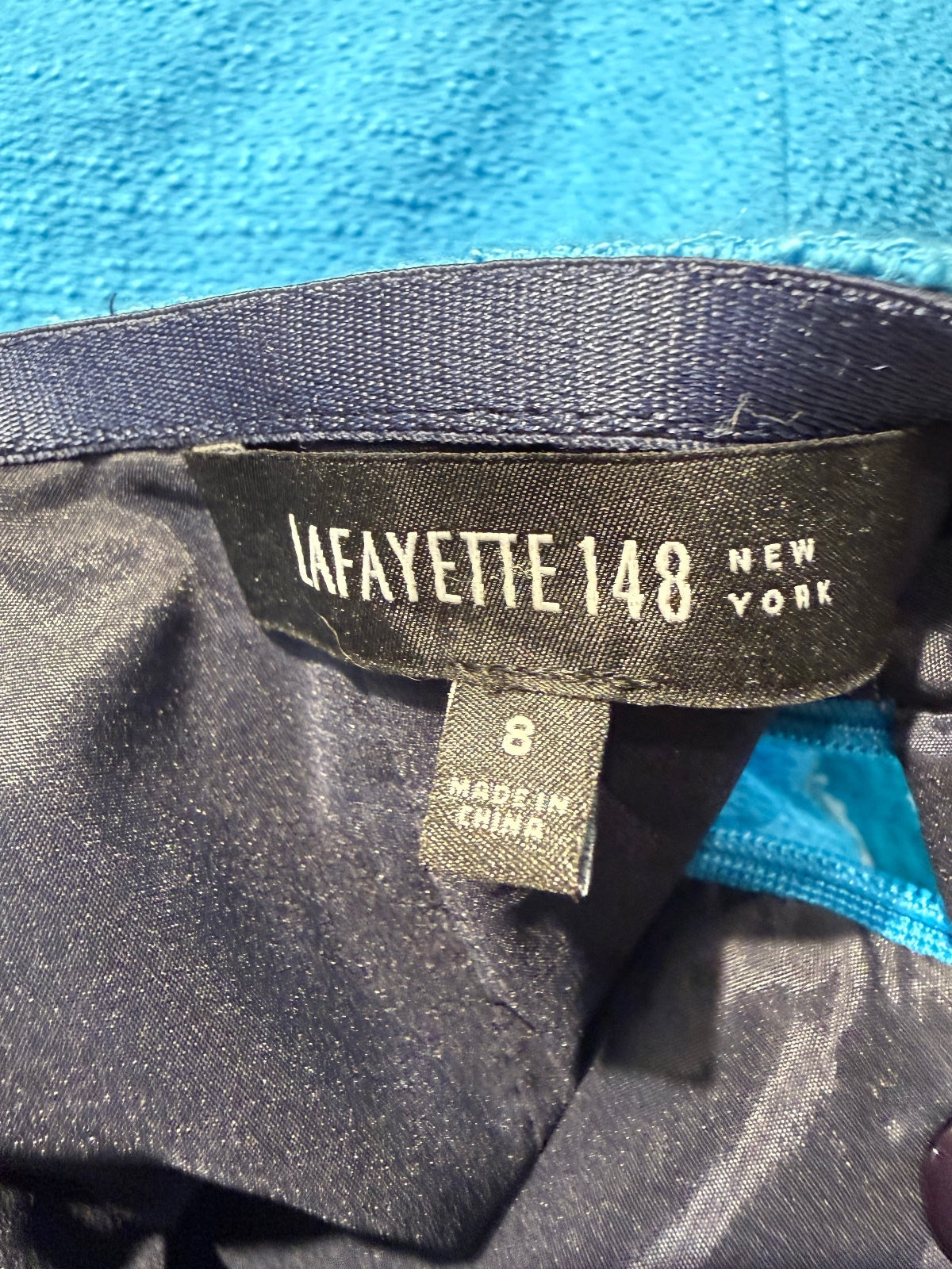 Lafayette 148 New York Blue Textured Pencil Skirt
