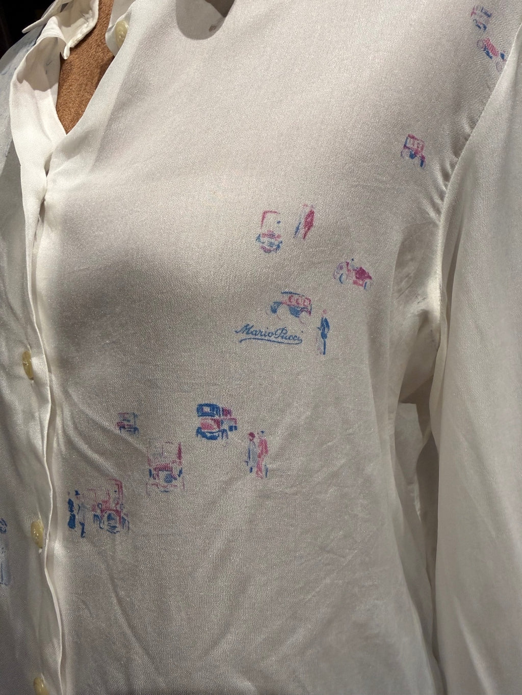 Vintage EBE Creazioni White Button-Up Blouse Made in Italy
