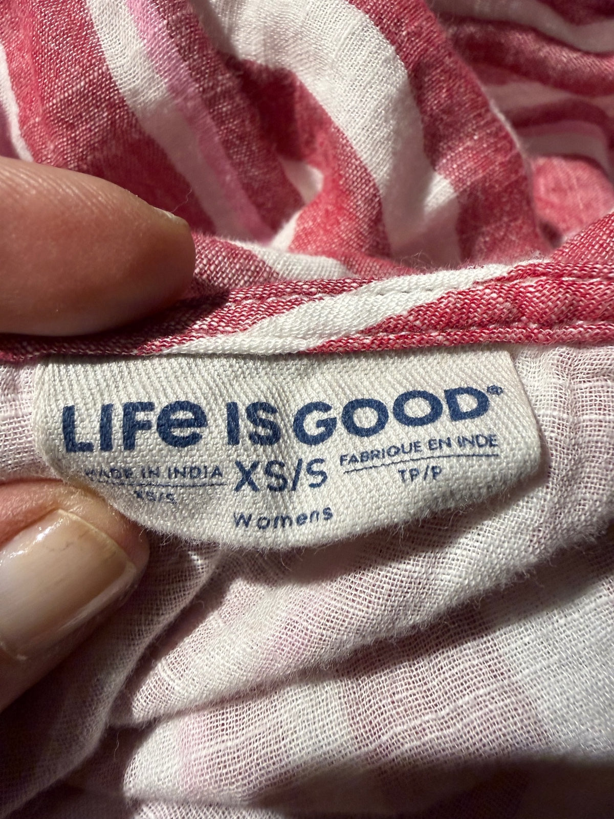 Life is Good Pink and White Striped V-Neck Tunic