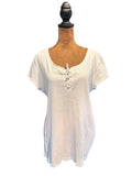 Ralph Lauren Women's White Cotton Lace-Up Short-Sleeve Top