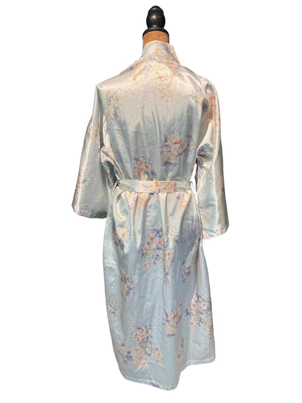 Ming Art Floral Satin Kimono Robe with Belt