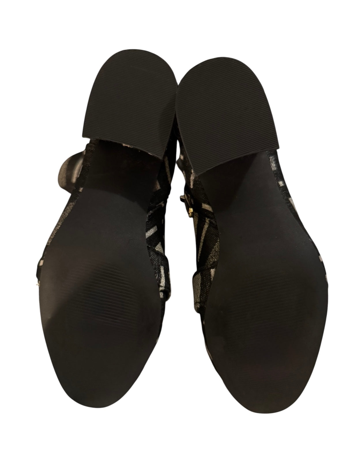 Bleeker and Bond Lacey Black and Silver Plaid Ankle Boots with Buckle Detail