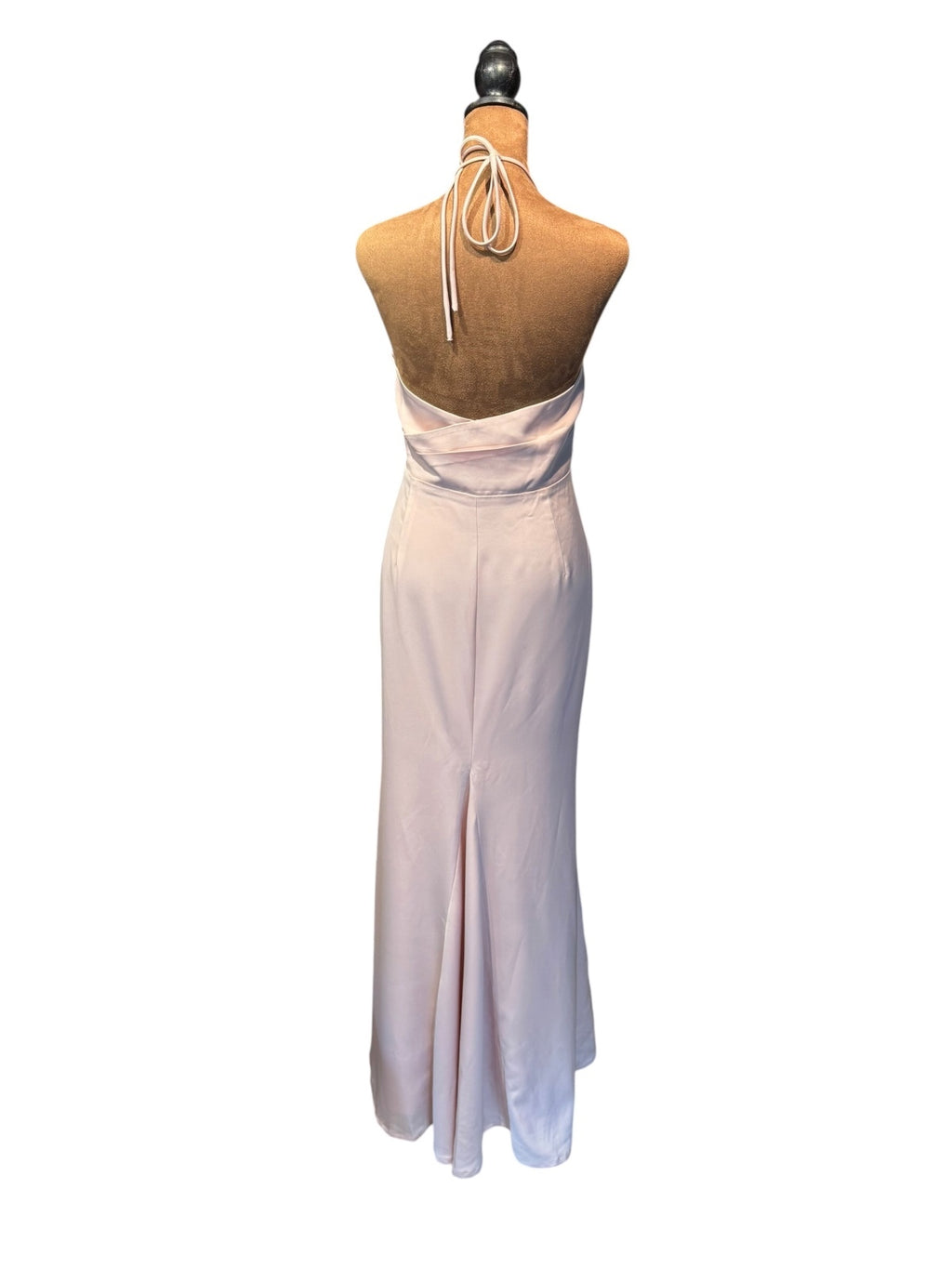Lovers + Friends Elegant Light Pink Satin Halter Maxi Dress