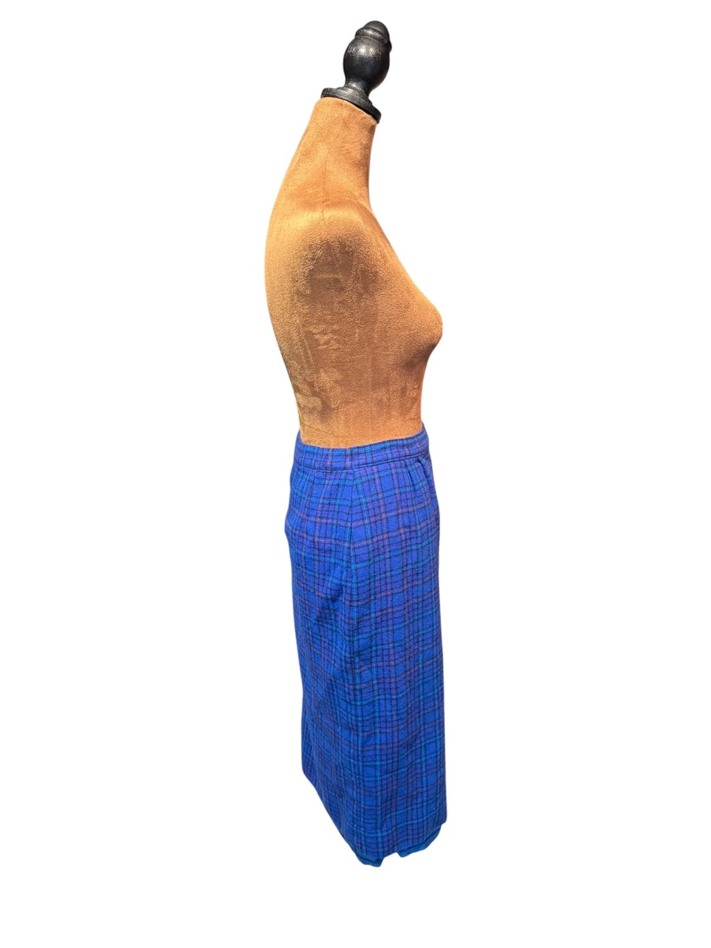 Pendleton Blue Plaid Virgin Wool Pencil Skirt