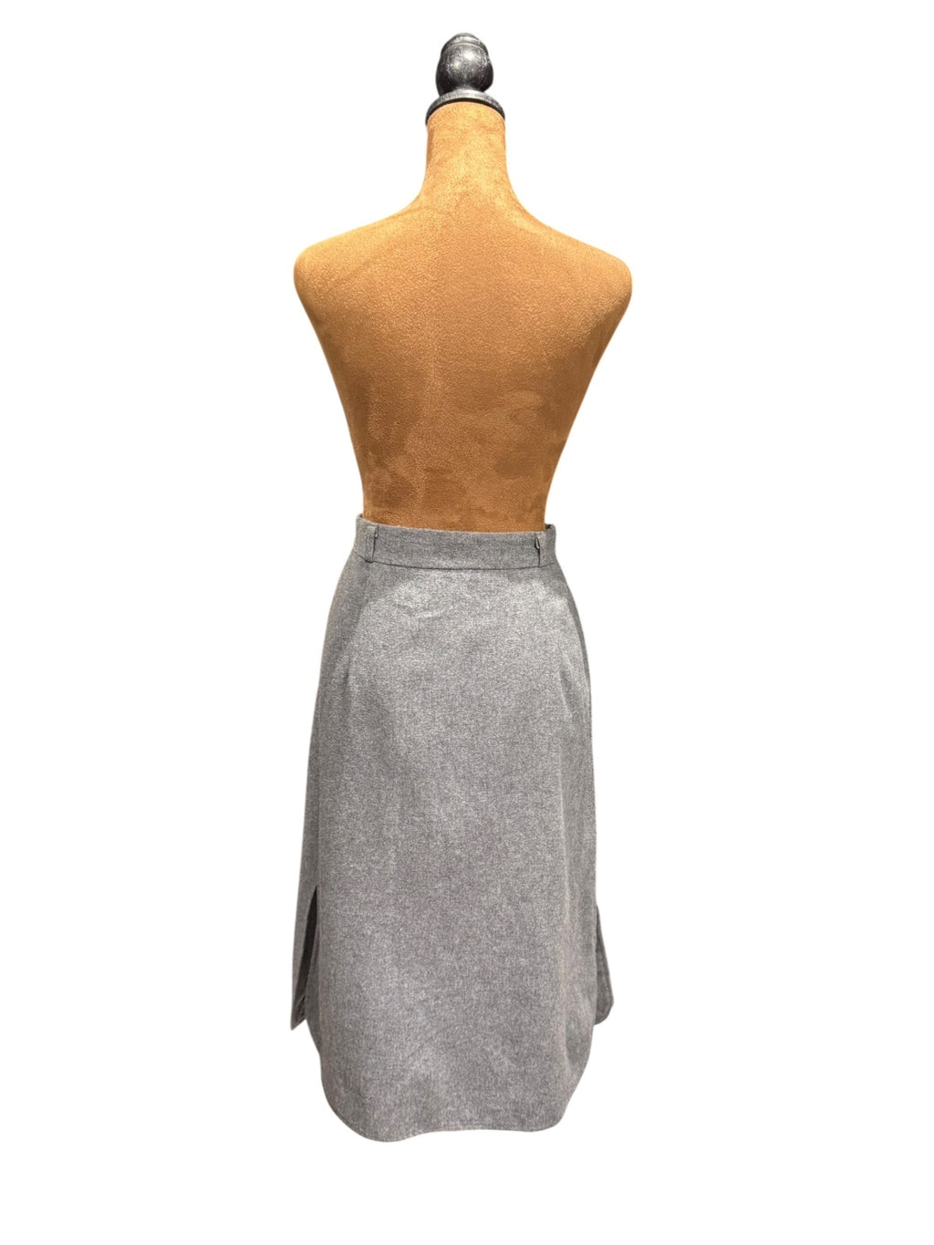 Vintage Wool Midi Skirt with Side Slits and Hidden Buttons
