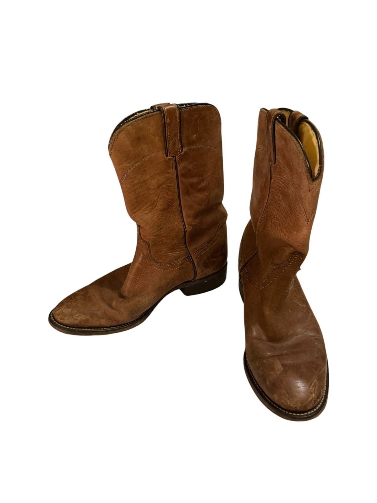 Brown Mid-calf Leather Cowboy Boots
