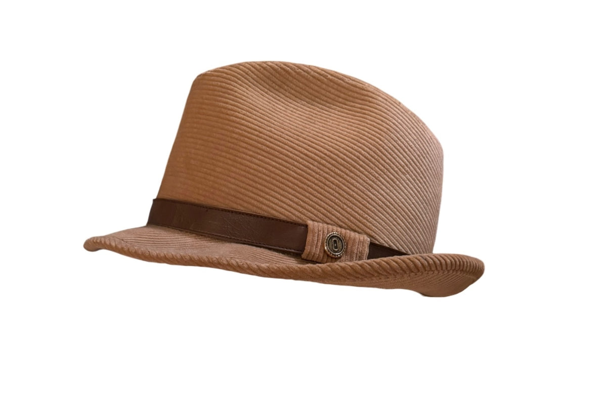Vintage Adam New York Tan Corduroy Fedora Hat