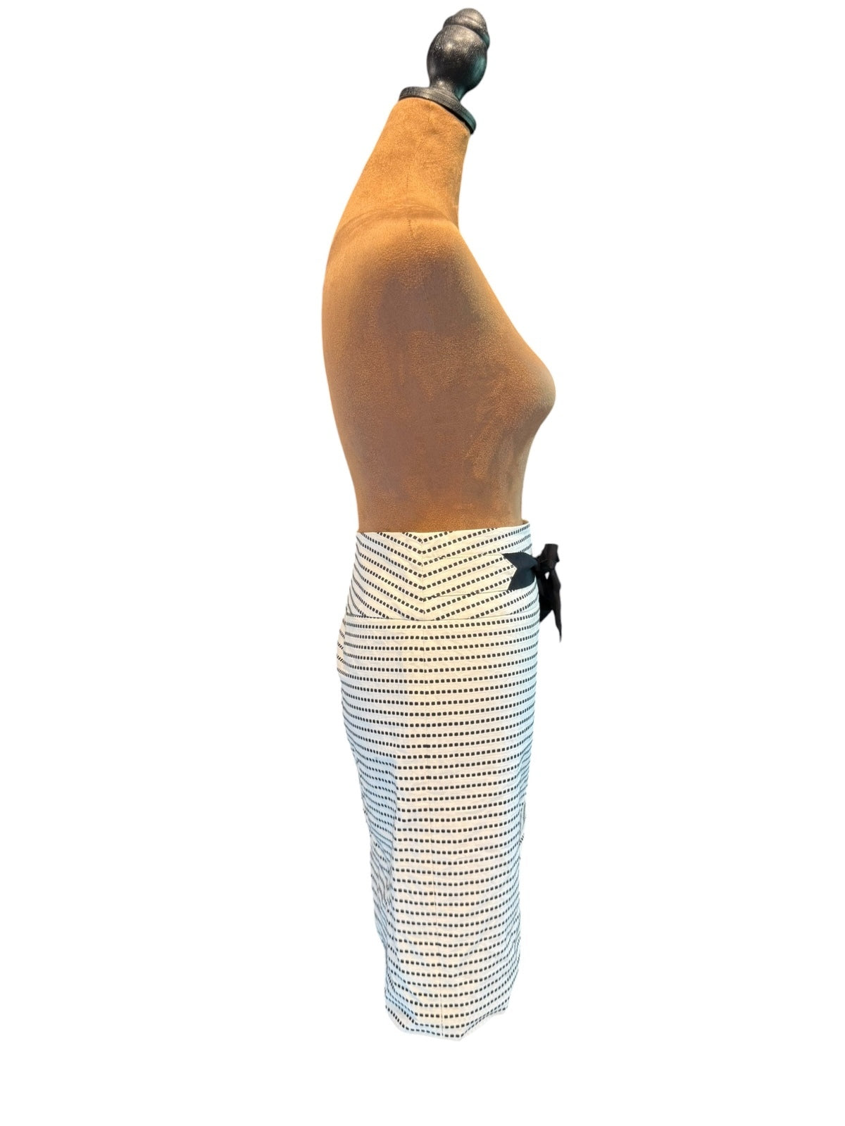 LOFT Women's Black and White Polka Dot Skirt with Bow Tie
