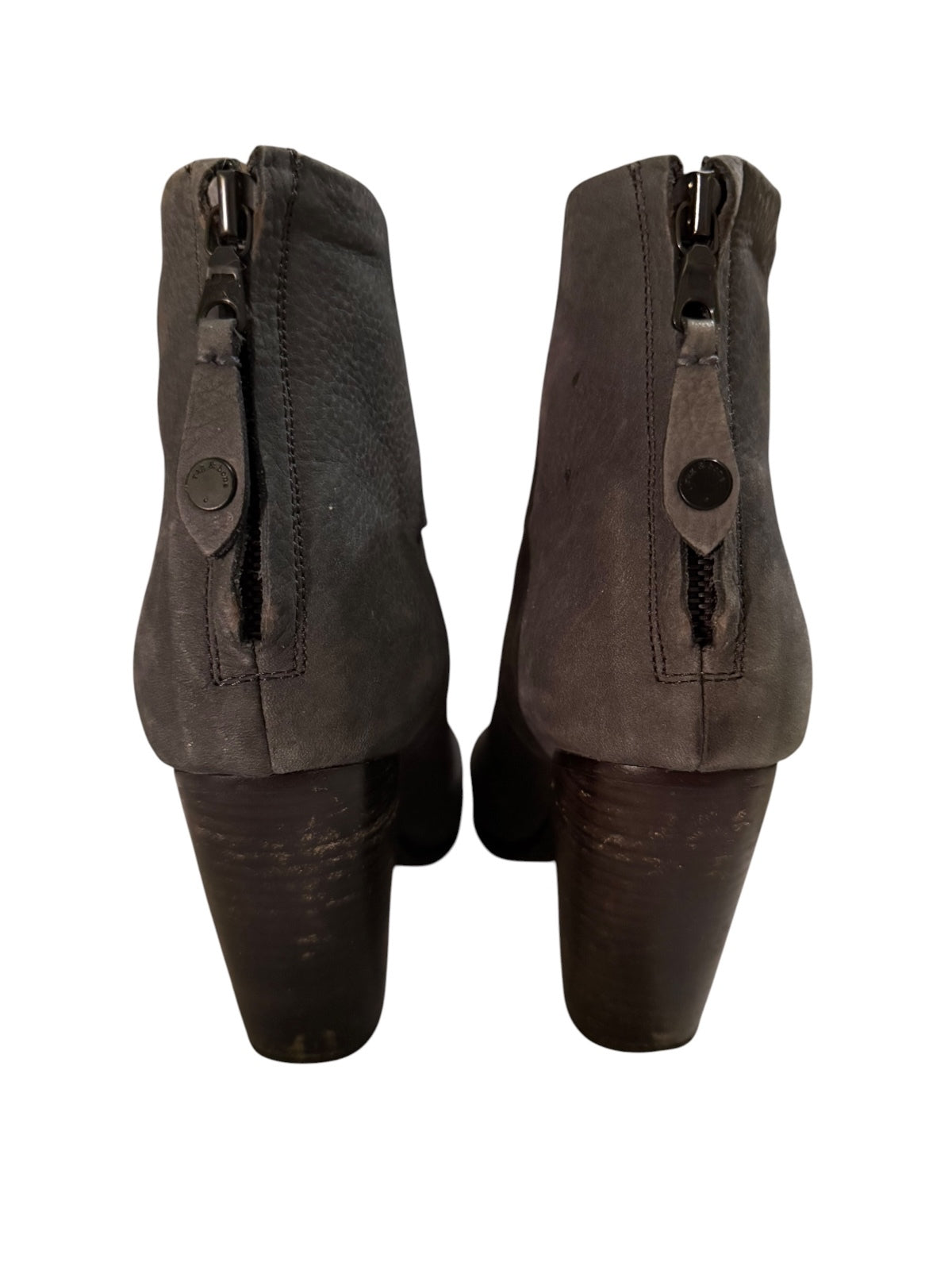 rag & bone Gray Suede Ankle Boots with Block Heel