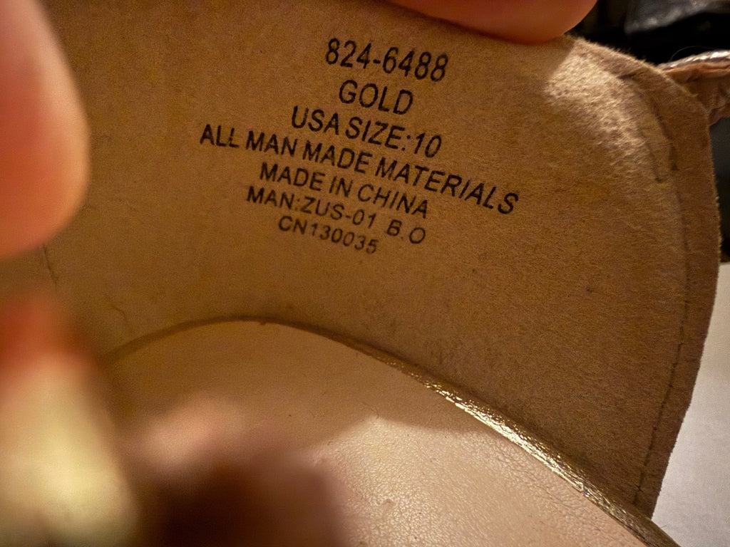 NY & Co Gold Metallic Wedge Sandals with Ankle Strap