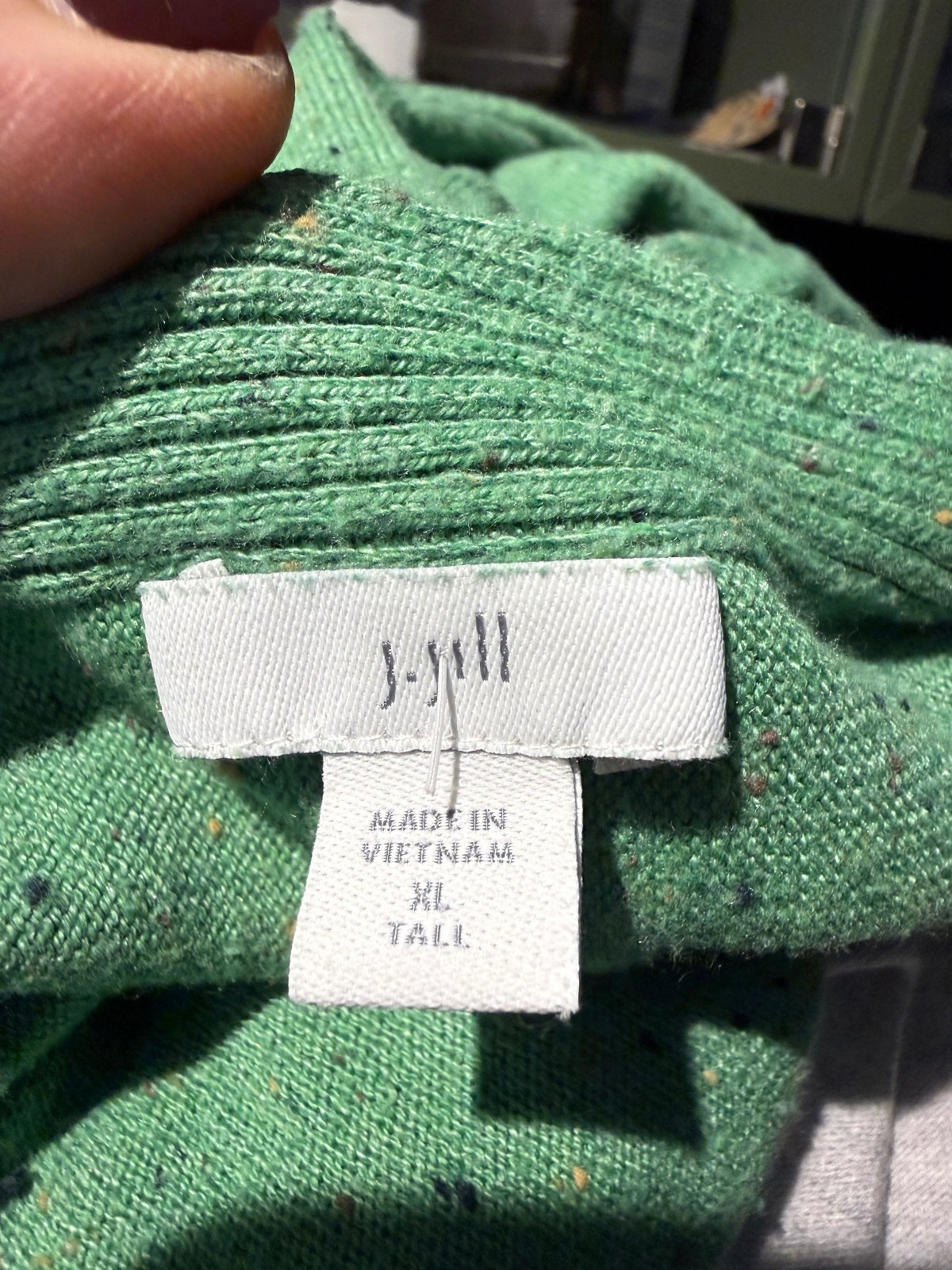 J. Jill Speckled Green Cotton Rayon Sweater