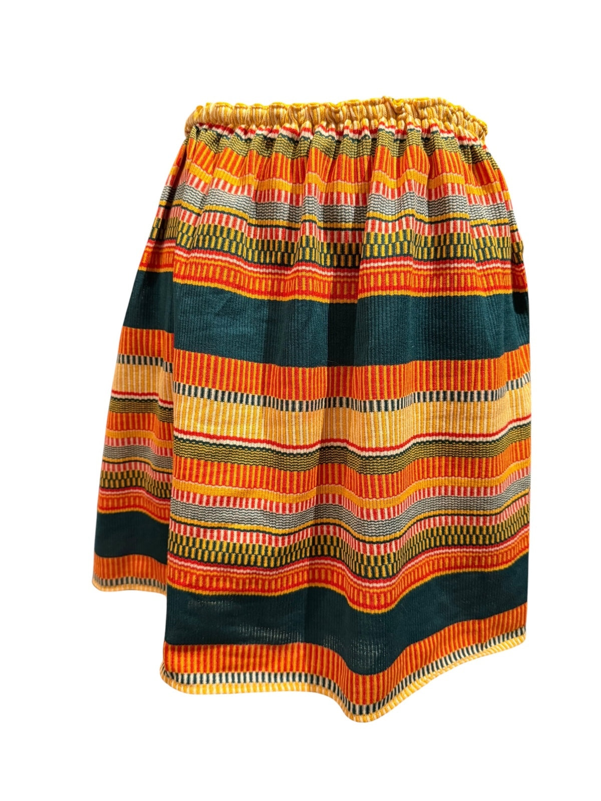 Vintage Multicolor Striped Elastic Waist Skirt