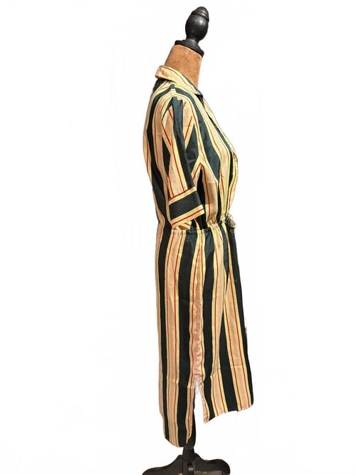 Scotch & Soda Striped Button-Down Midi Dress with Drawstring Waist