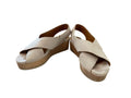 Coclico Beige Suede Wedge Sandals with Wooden Platform