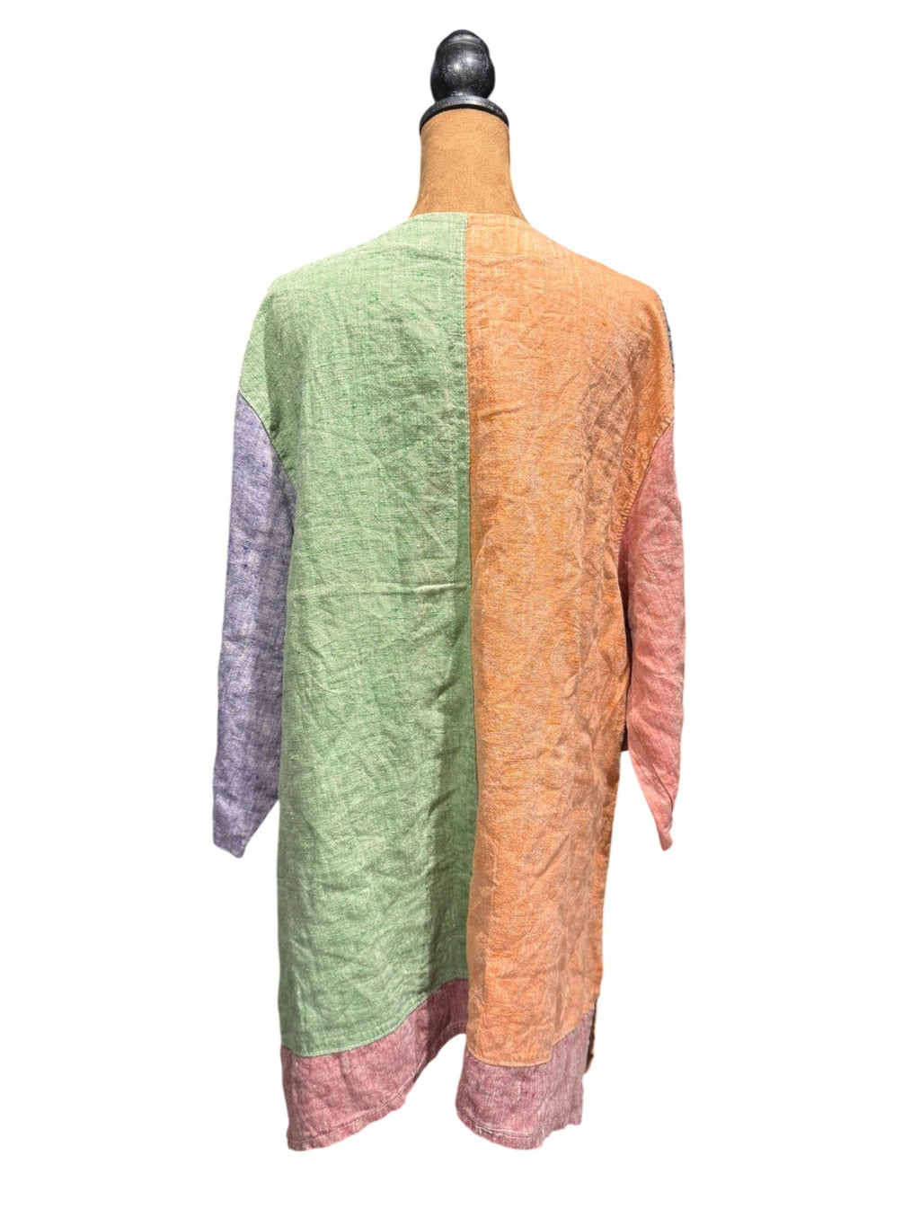 Sarah Santos Colorful Patchwork Linen Dress Made in Italy