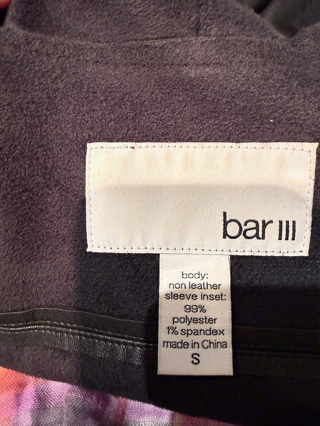 Bar III Women's Faux Leather Jacket with Suede Collar