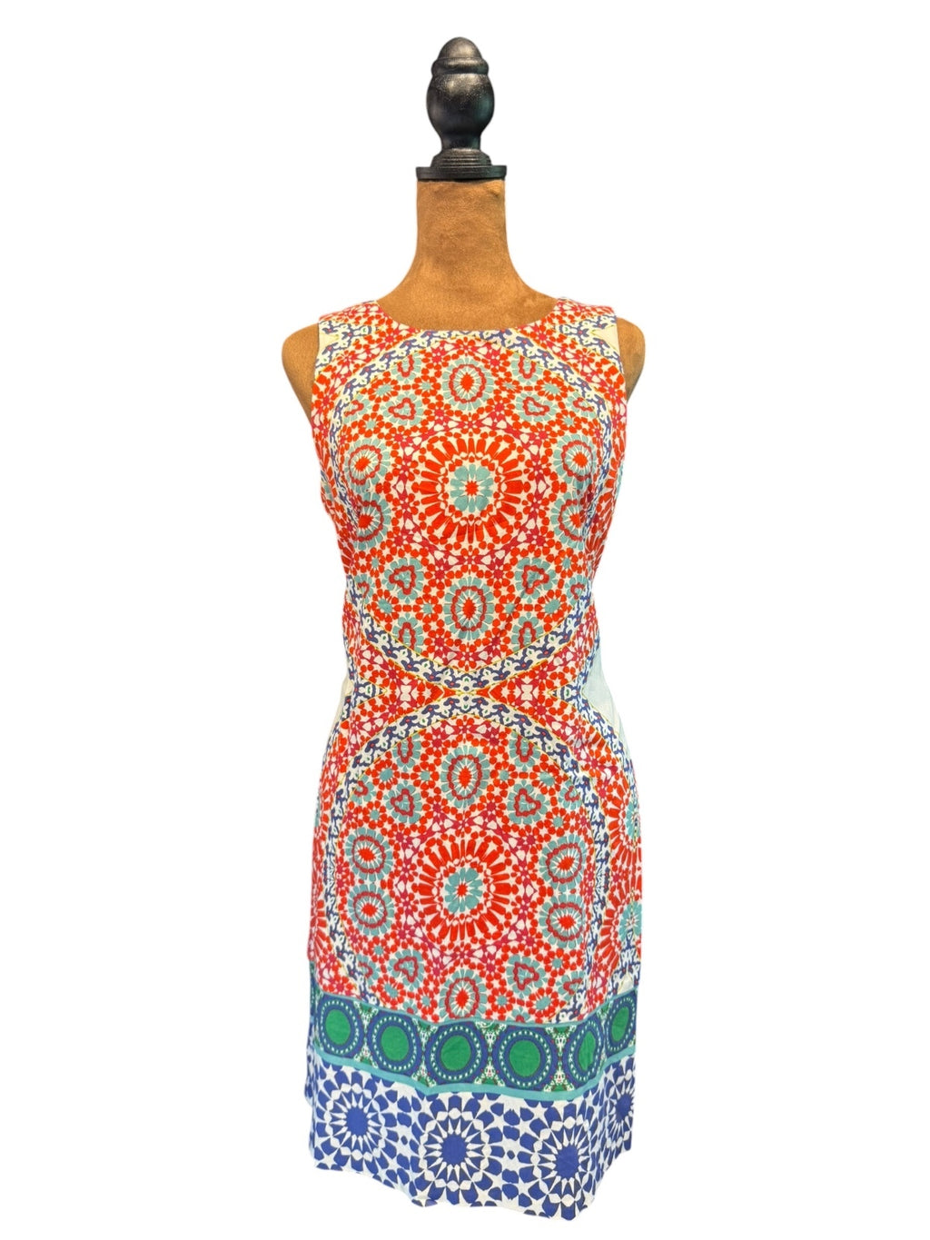 London Times Vibrant Geometric Print Sheath Dress