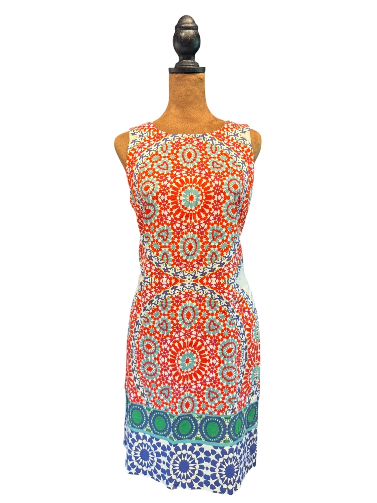 London Times Vibrant Geometric Print Sheath Dress
