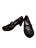 Tsubo Black Leather and Suede Mary Jane Heels