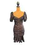 Pinko Black Ruched Button-Front Puff Sleeve Dress