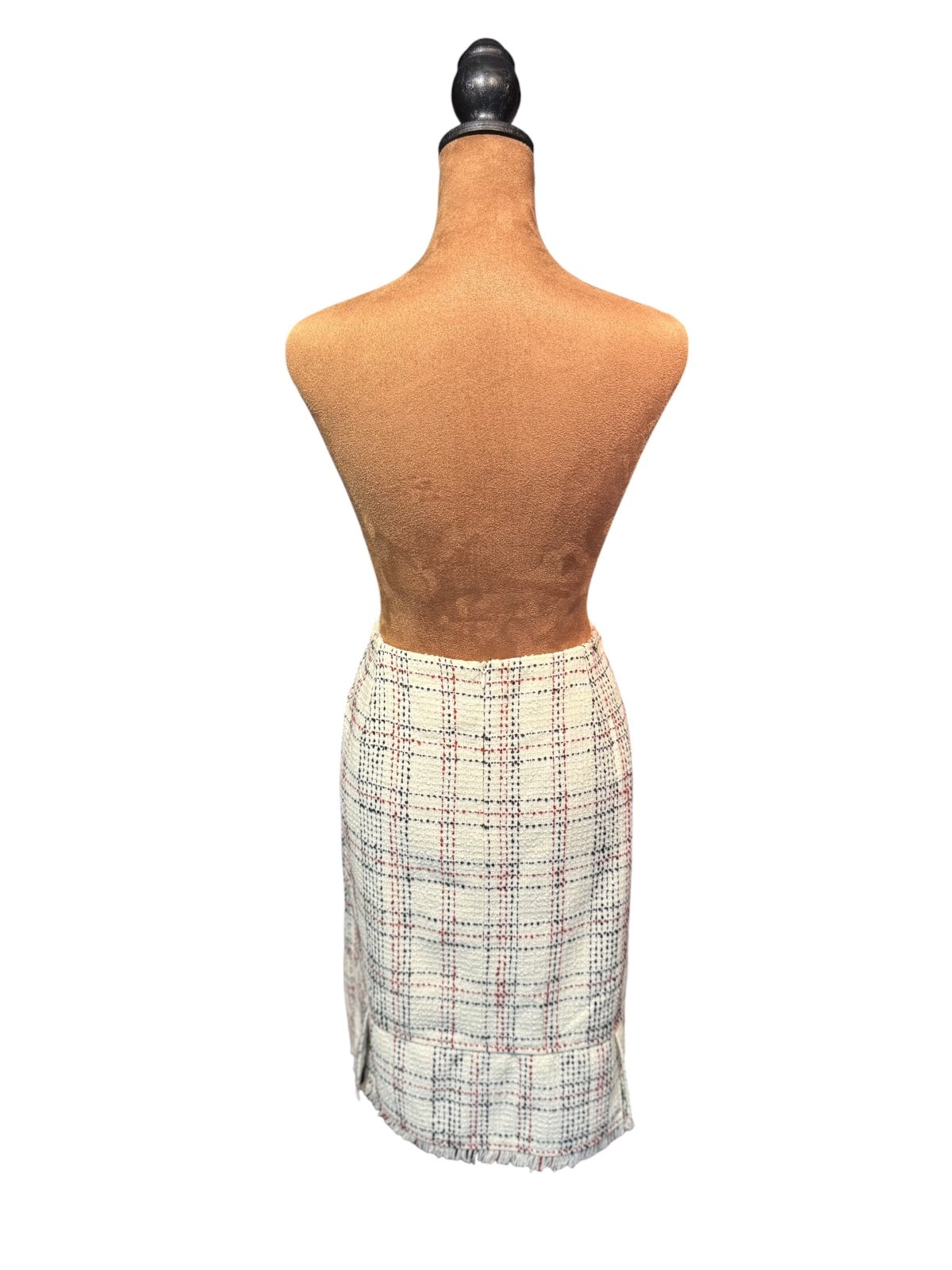 Classic Plaid Tweed Pencil Skirt