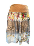Les Babies Floral Silk Skirt with Brown Waistband