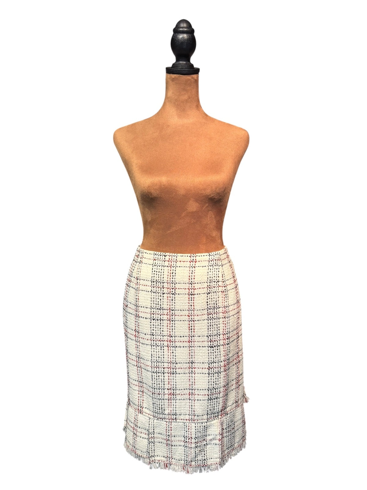 Classic Plaid Tweed Pencil Skirt