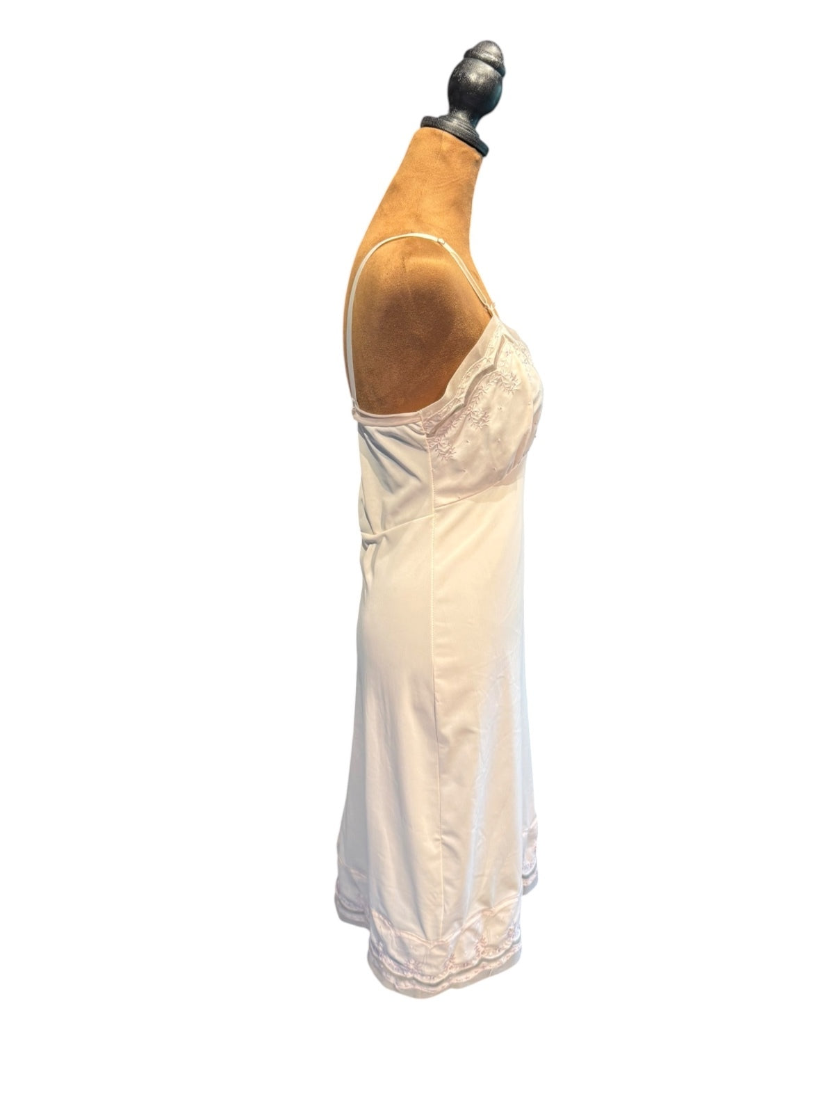 Vintage Aristocrat Peach Slip Dress with Embroidered Detail