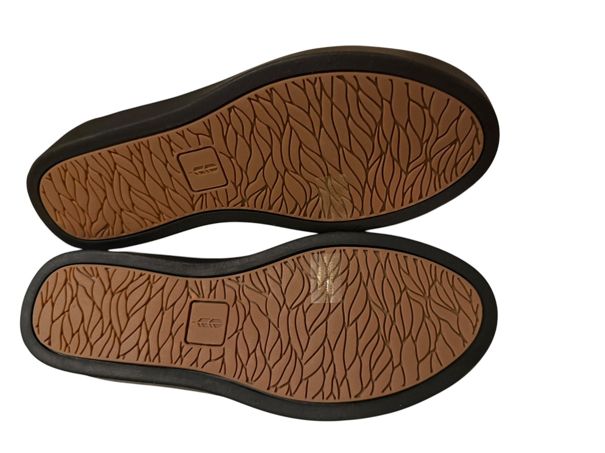 Revitalign Black Suede Loafers with White Stitching