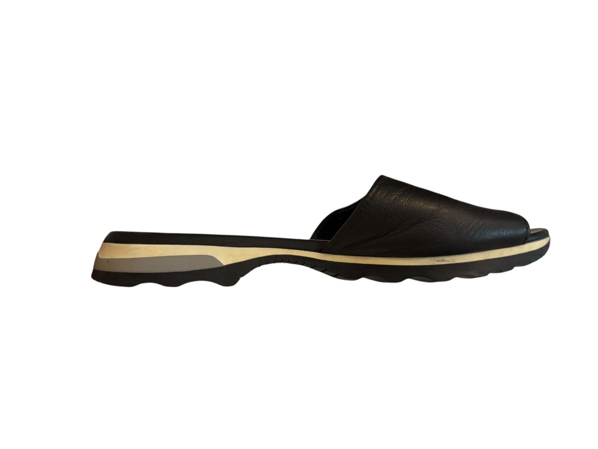 Prada Black Leather Slide Sandals