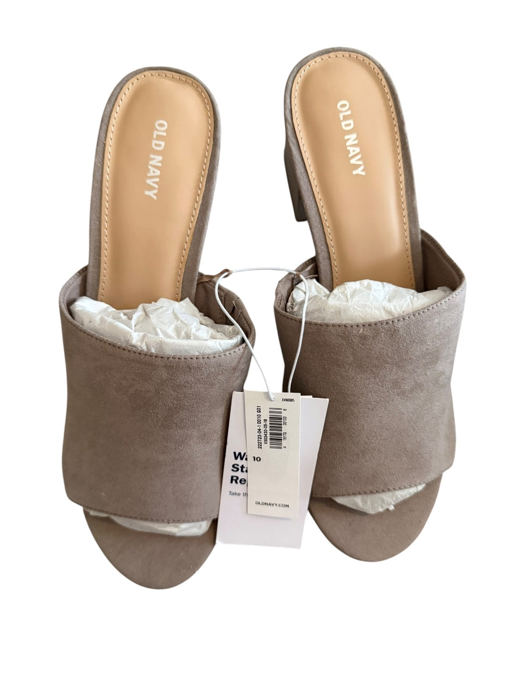 Old Navy Taupe Block Heel Slide Sandals Brand New Deadstock