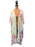 Lightweight Floral Kimono with Embroidered Flower Details