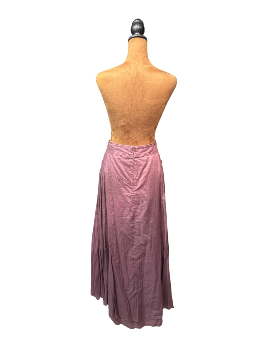 Vintage Mauve Pleated Maxi Skirt with High Waist