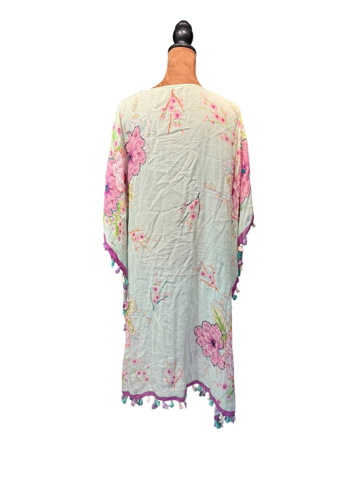 Lightweight Floral Kimono with Embroidered Flower Details