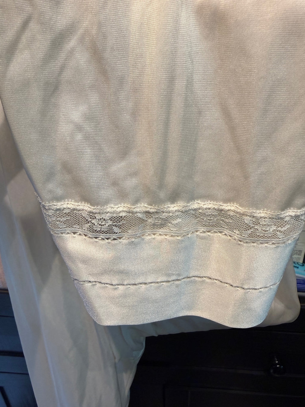 Vintage Lorraine Cream Lounge Slip Pants with Lace Trim