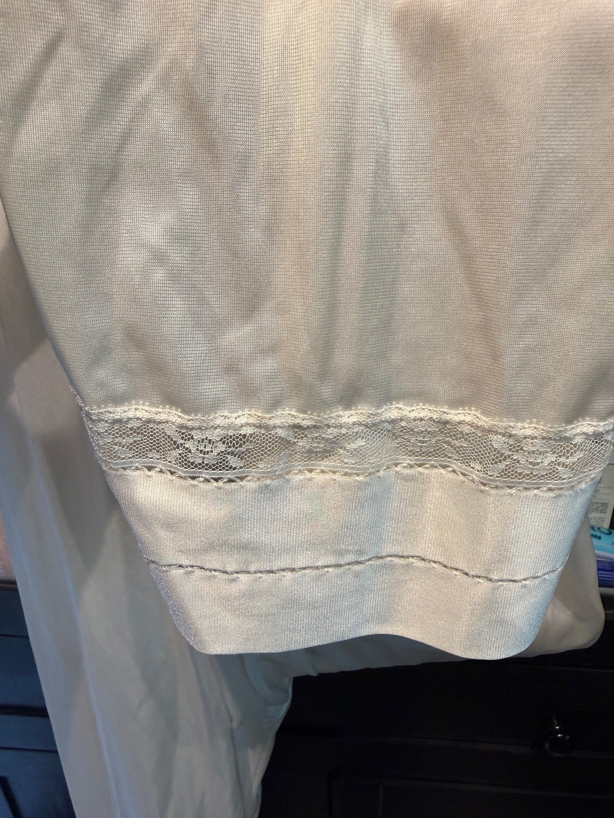 Vintage Lorraine Cream Lounge Slip Pants with Lace Trim