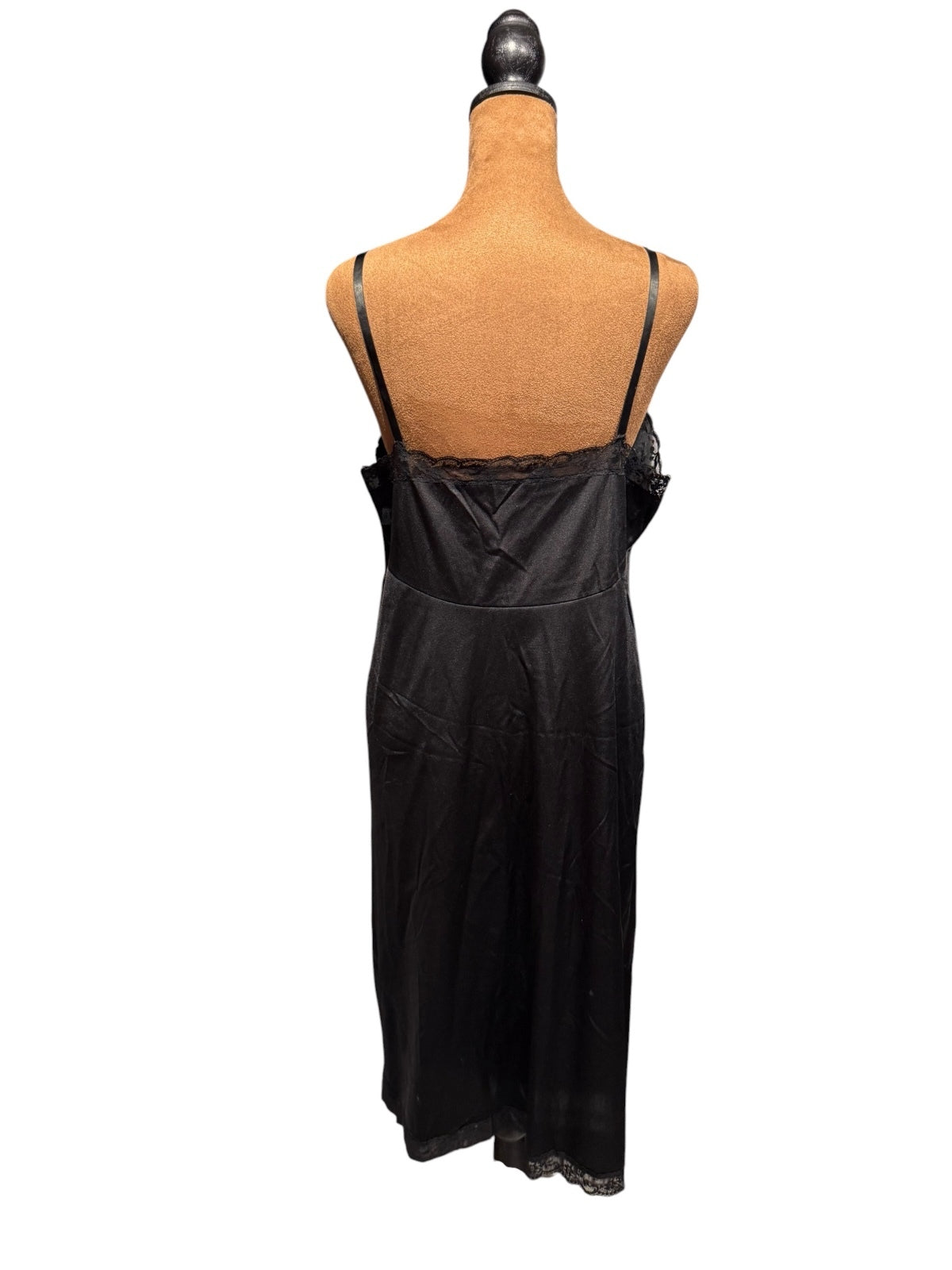Vintage Vanity Fair Black Lace Nylon Slip Dress