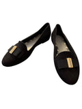 Melissa + Jason Wu Black Loafers with Gold Chain Bow Detail