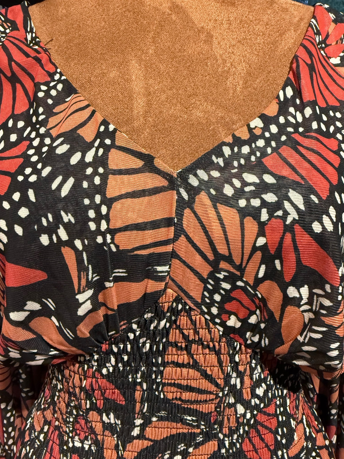 DR2 Women's Monarch Butterfly Print Long Sleeve Blouse