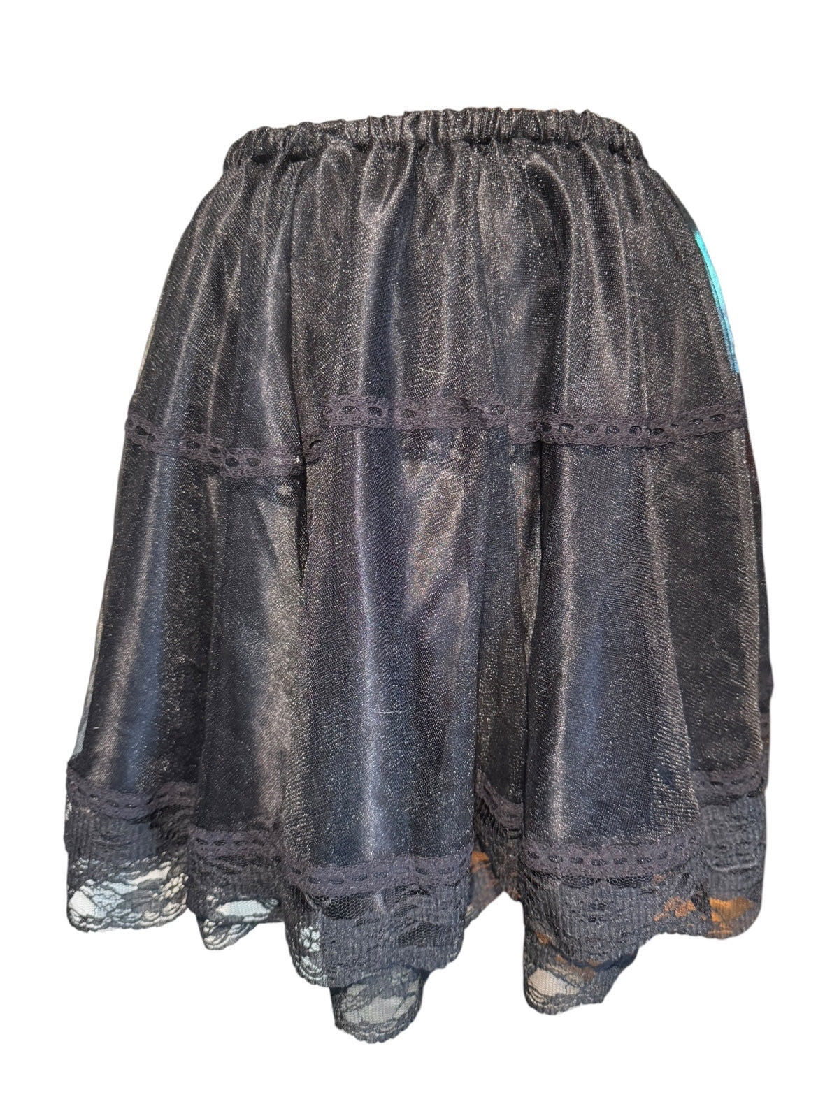 Black Lace Trim Petticoat Tutu Mini Skirt