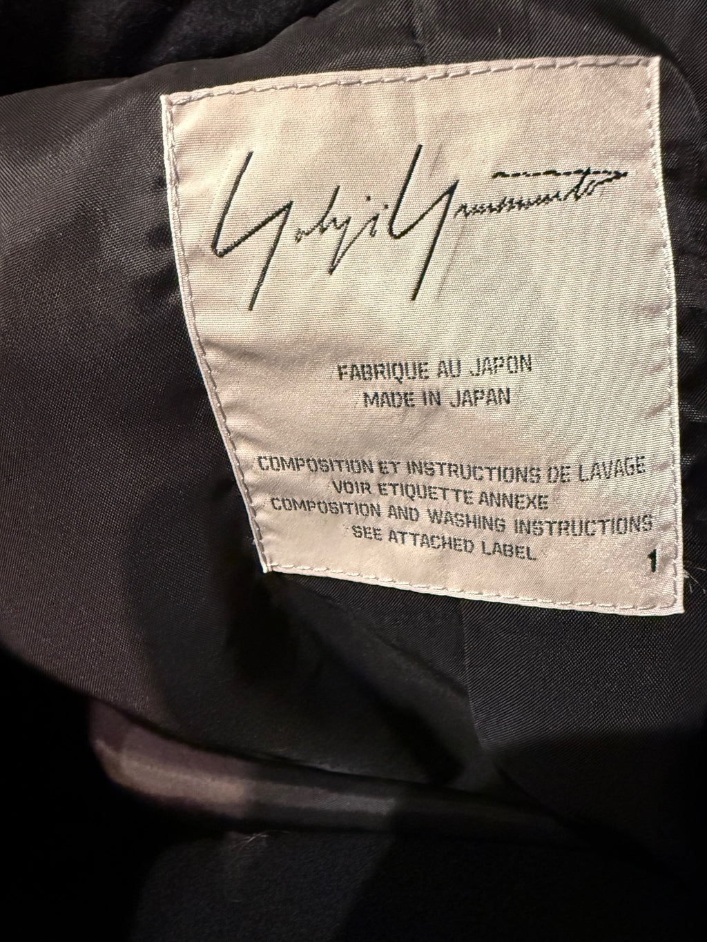Yohji Yamamoto Black Wool Nylon Blend Military Style Jacket