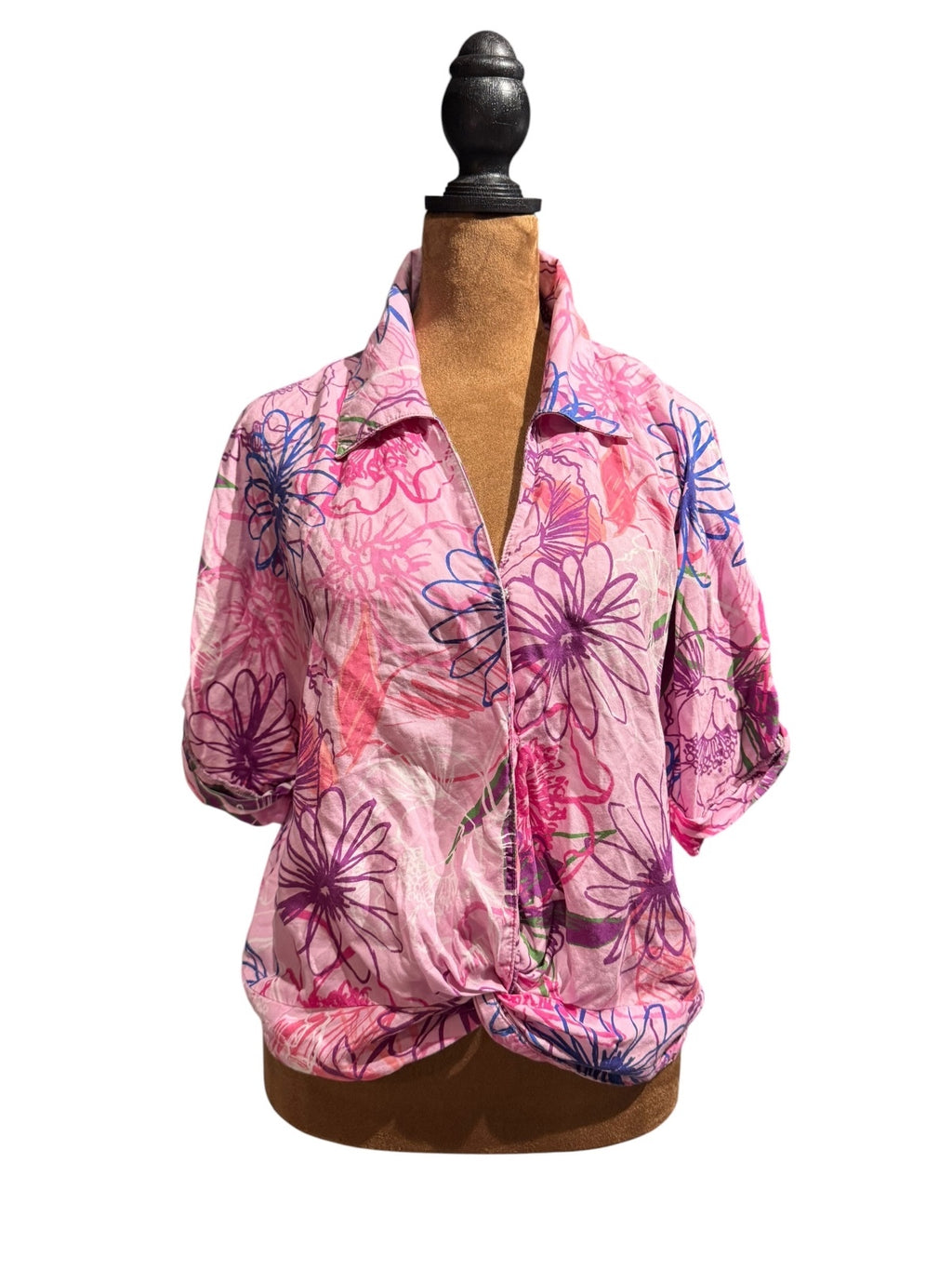 KUT from the Kloth Pink Floral Button-Up Shirt